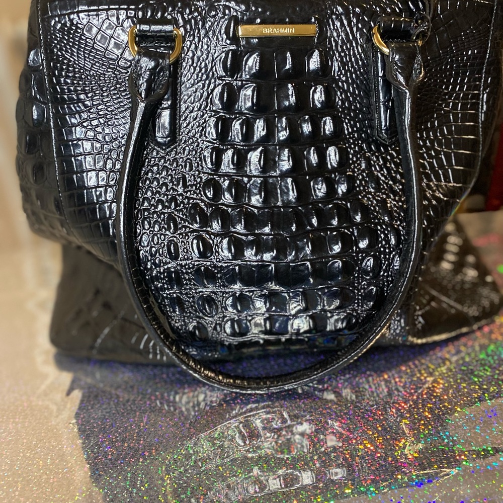 Brahmin Black Leather Large Size Handbag